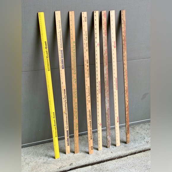 (Lot of 8) Vtg Assorted Business Antique Advertising Wooden Measuring Yardsticks - Picture 10 of 10